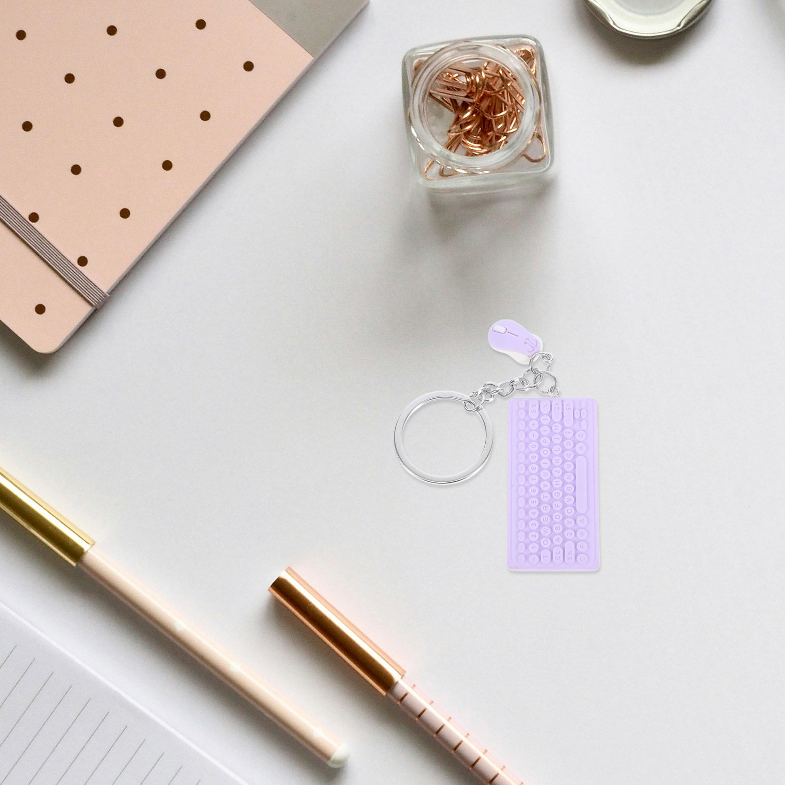 Tech Accessories Key - Mini-toetsenbord-muis-sleutelhanger, schattig technisch accessoire, mini-computer-hanger, rugzak-sleutelring,