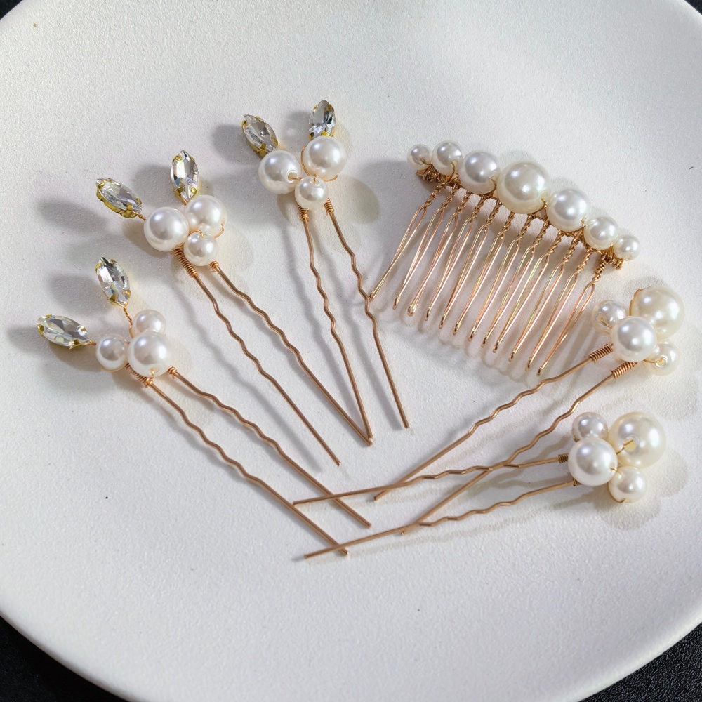 Tech Accessories Women - Parelkristal haarspelden kamset bruids haaraccessoires handgemaakte