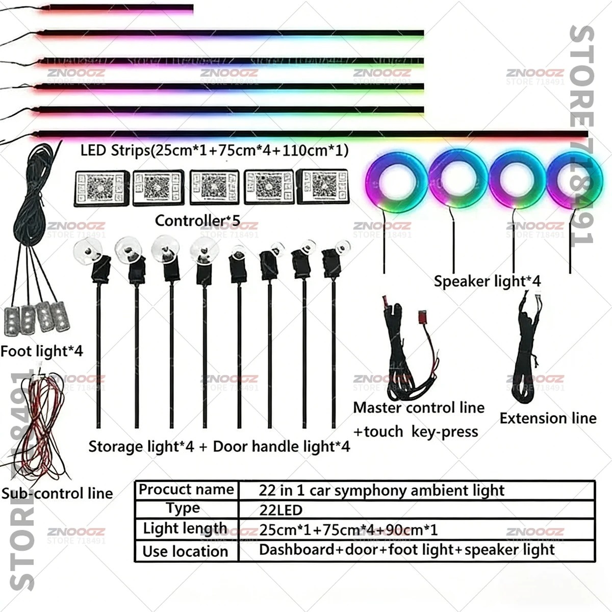 22-in-1 RGB auto-interieur acr - Tech Lighting Accessories recensie en prijs